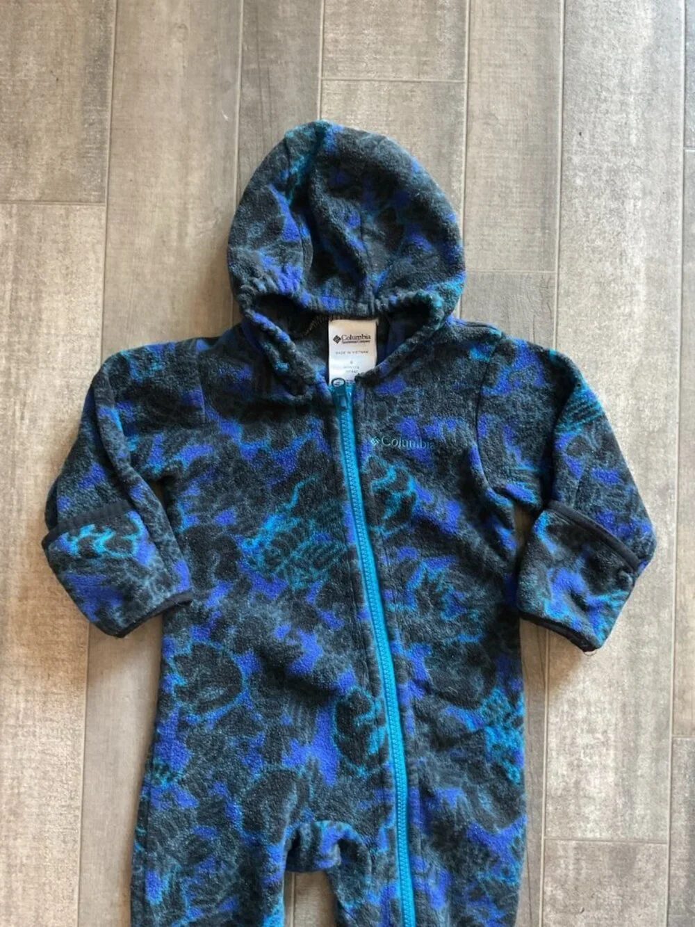 Columbia Rare Baby Vintage Fleece Printed One Piece Hooded 6 Months